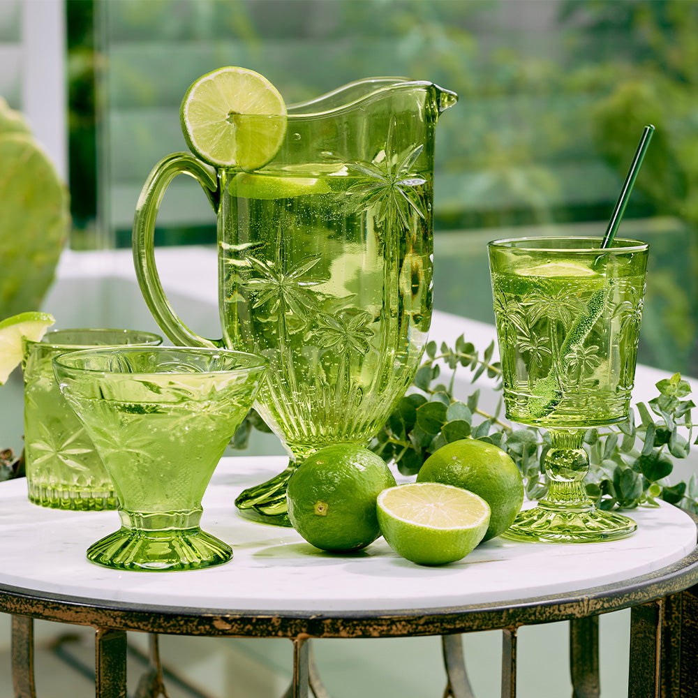 green palm glassware tumbler glassware cocktail jug carafe goblet