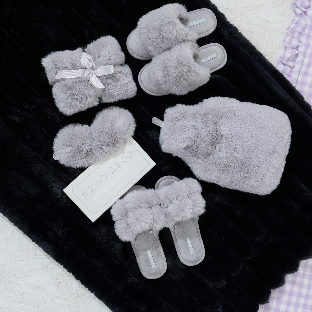 grey cosy luxe range slippers heat pillow slippers hot water bottle