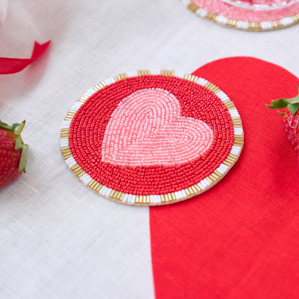 beaded coaster love heart