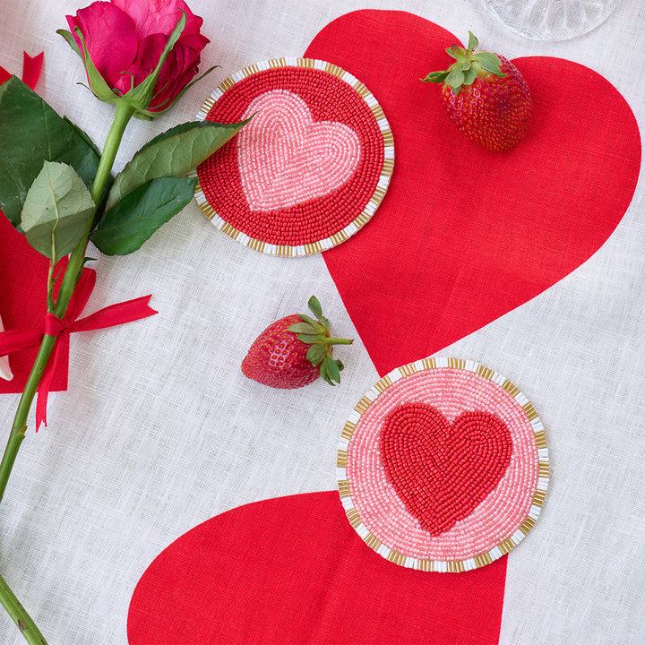 beaded coaster love heart