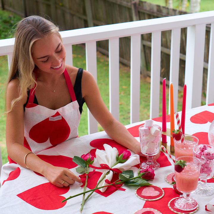 love heart linen apron tablecloth