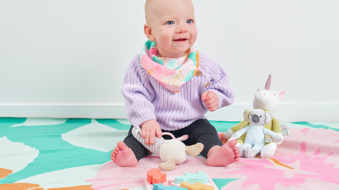 Kids bibs, rattles and puzzles