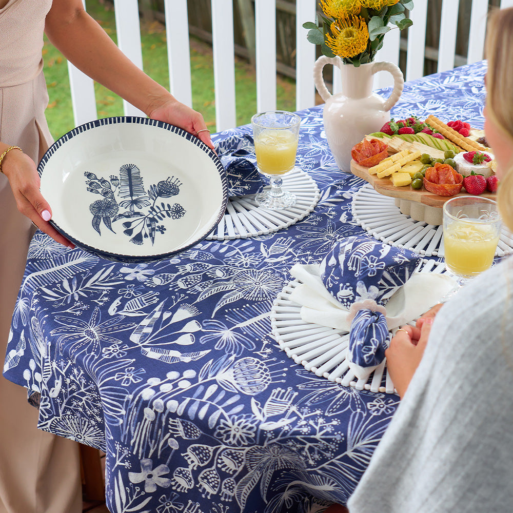 navy native plate bowl microfibre cloth