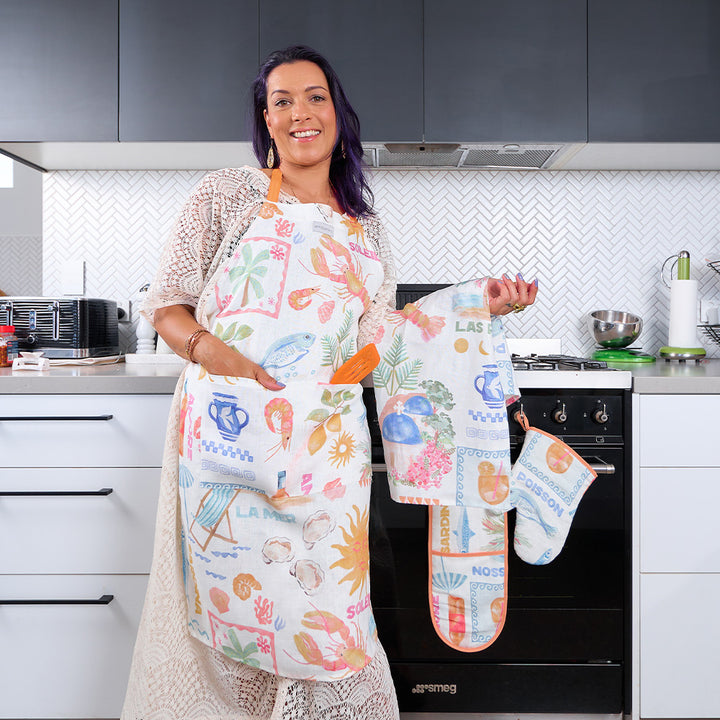 vacay apron tea towel oven mitts