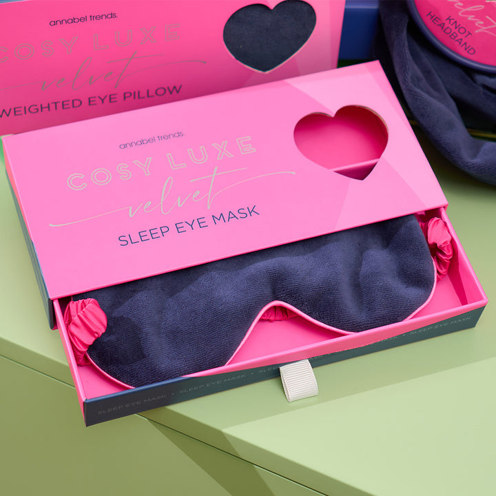 velvet cosy luxe eye mask sapphire blue